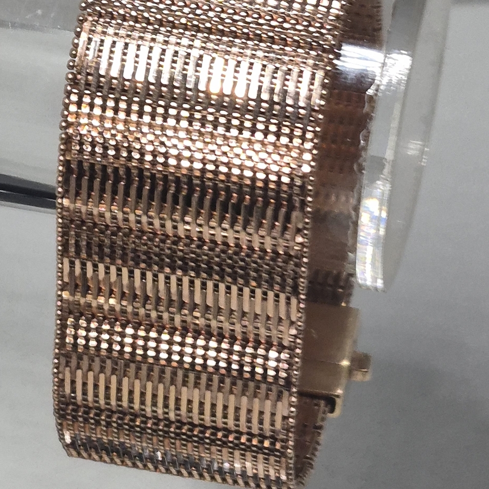 Bronzo Italia Large Bold Diamond Cut  Wide Riccio  Bracelet  Reversible - Picture 4 of 16